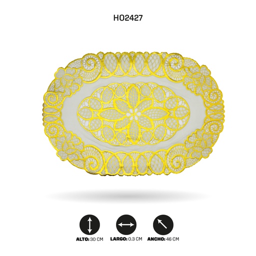 [HO2427] INDIVIDUAL DE MESA OVAL DORADO x 12 [PAC5285]