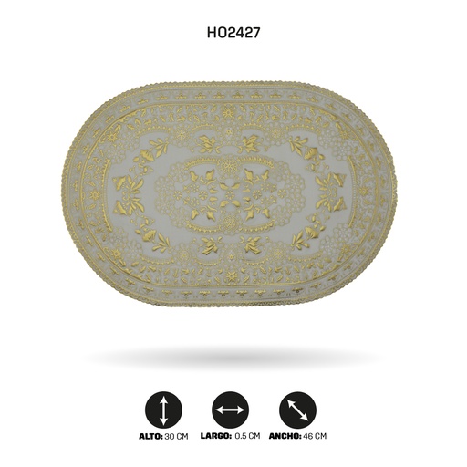 [HO2427] INDIVIDUAL DE MESA OVAL DORADO x 12 [PAC5285]