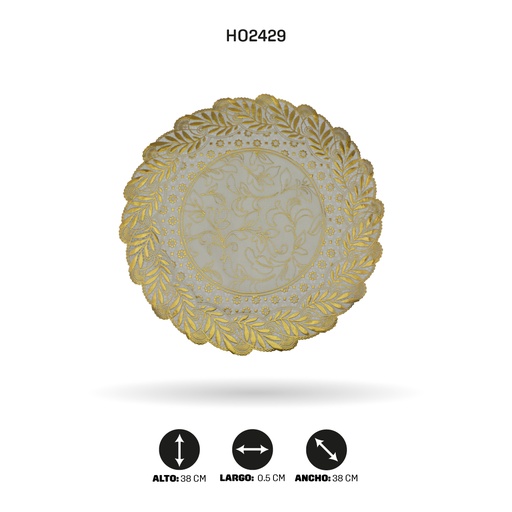 [HO2429] INDIVIDUAL DE MESA REDONDO DORADO [PAC5287]