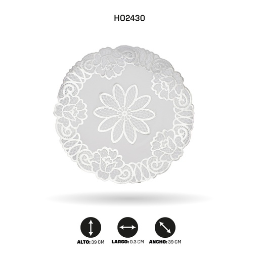 [HO2430] INDIVIDUAL DE MESA REDONDO PLATEADO [PAC5288]