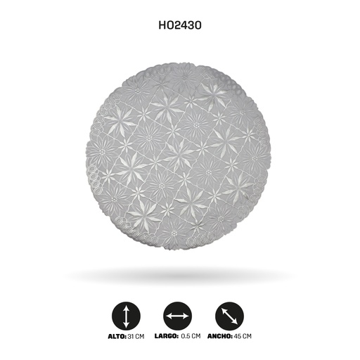 [HO2430] INDIVIDUAL DE MESA REDONO PLATEADO [PAC5288]