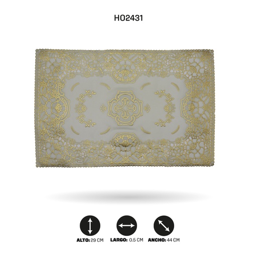 [HO2431] INDIVIDUAL DE MESA RECTANGULAR DORADO x 12[PAC5289]