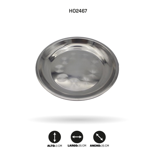 [HO2467] BANDEJA DE ACERO REDONDA 06 -25CM [PAC5318]