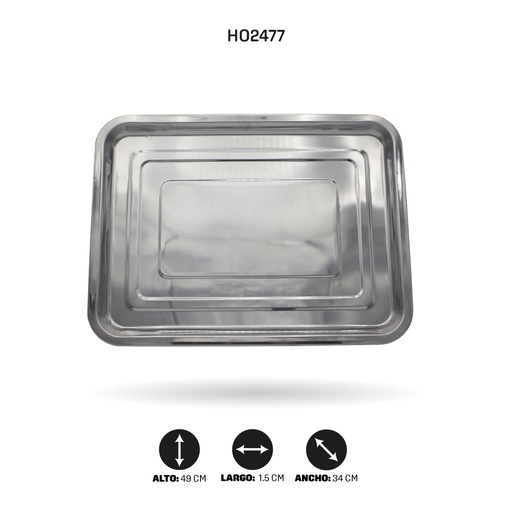 [HO2477] BANDEJA EN ACERO RECTANGULAR 04- 49x34CM [PAC5328]