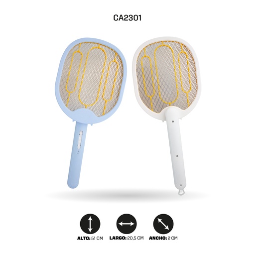 [CA2301] RAQUETA MATA MOSCOS ABATIBLE, RECARGABLE TIPO C LTD-658 [PAC4461]