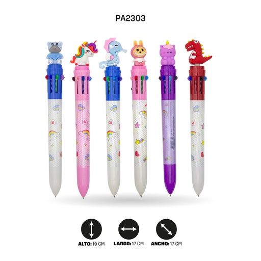 [PA2303] BOLIGRAFO MINA 8 COLORES 6 MOTIVOS DISPLEY X 36 QM-918[PAC4571]
