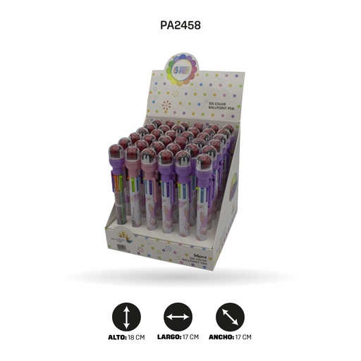 [PA2458] BOLIGRAFO 6 COLORES QM-912 CON SELLO [PAC4581]
