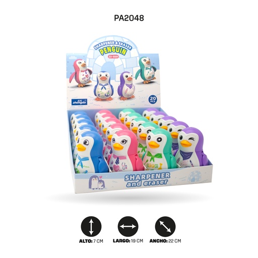 [PA2048] SACAPUNTA PINGÜINO PROFESIONES DOBLE CON BORRADOR x20 ZD-0089 [PAC5473]