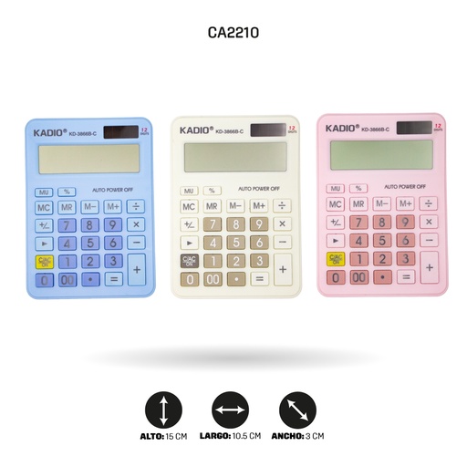 [CA2210] CALCULADORA KADIO 12 DIGITOS KD3866B-C [PAC5350]