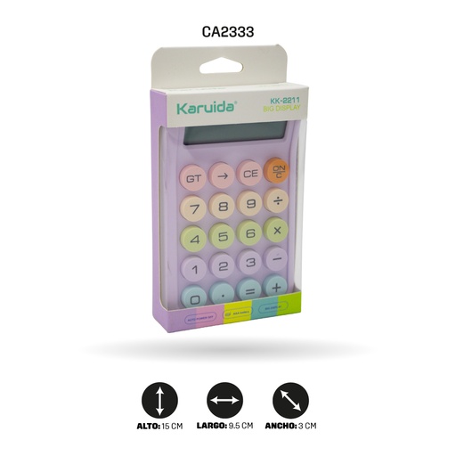[CA2333] CALCULADORA KARUIDA 8 DIGITOS COLOR PASTEL  KK-2211 [PAC5358]