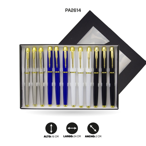[PA2614] BOLIGRAFO METAL  DORADO 4 COLORES DISPLEY X 12 UND [PAC5231]