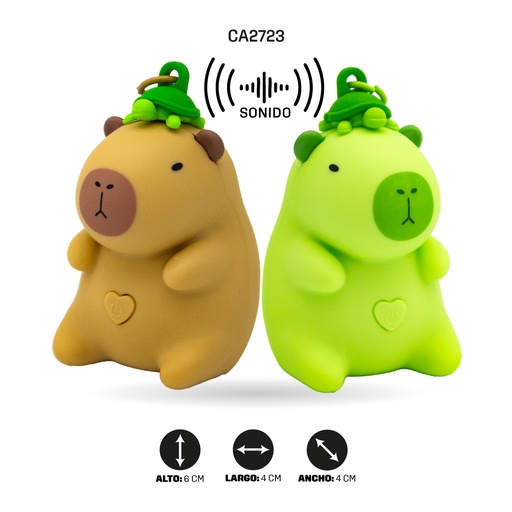 [CA2723] LLAVERO CAPYBARA CON VOZ AB-9201 VERDE Y CAFE [PAC5831-PAC5832]